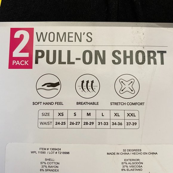 32 Degrees Women Shorts Small 2-Pack Cool Pull On Black Blush Soft Stretch New - Picture 4 of 4